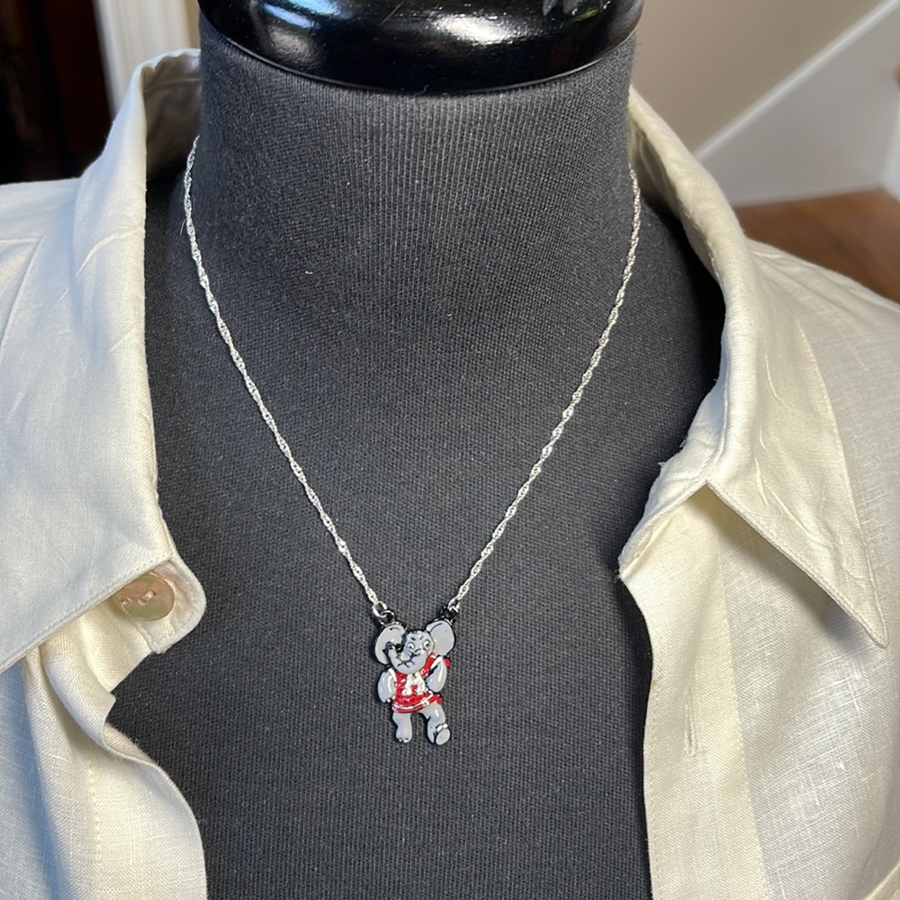 ALABAMA FANS BIG AL. Elephant Necklace